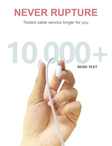 Bicmice Magnetic USB DC Charger Cable 10mm (0.39 Inch) | 2.6ft (0.79m) White Charging Cord thumbnail 6
