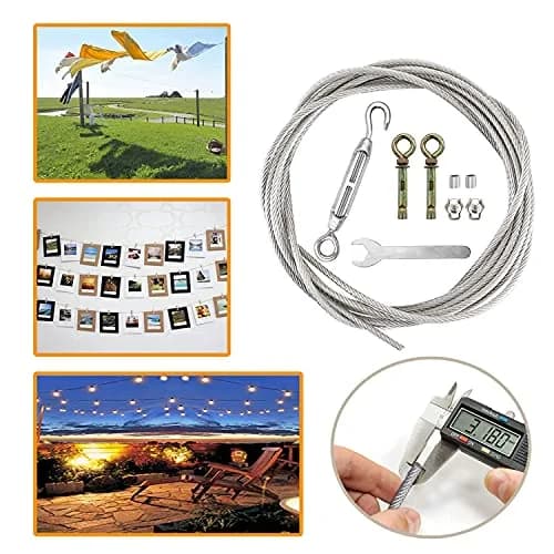 MHY 16ft (4.88m) Heavy Duty 304 Stainless Steel Clothesline | Windproof & Rust-Resistant for Outdoor/Indoor Drying thumbnail 4
