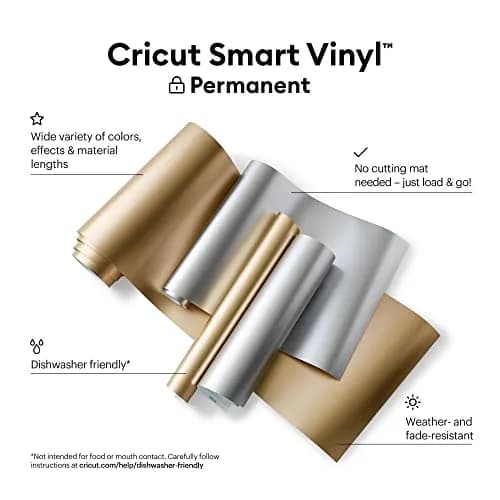 Cricut Smart Permanent Vinyl Matte Metallic Champagne 33 cm x 3.7 m (13 in x 12 ft) | Matless Cutting for Long Cuts up to 12ft thumbnail 2