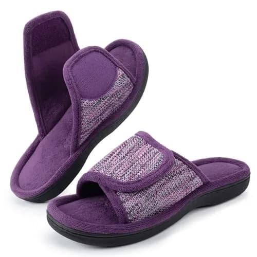 RockDove Women's Adjustable Wrap Memory Foam Slide Slipper, 5-6, Eggplant | Indoor & Outdoor Comfort thumbnail 1
