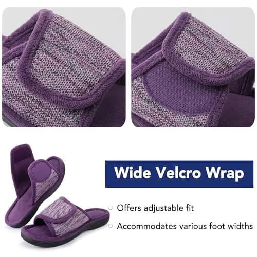 RockDove Women's Adjustable Wrap Memory Foam Slide Slipper, 5-6, Eggplant | Indoor & Outdoor Comfort thumbnail 3
