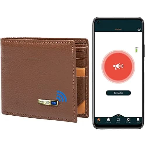 SMART LB Slim Leather Wallet Tracker Card Holder with Bluetooth Finder & App Control | 11 cm (4.3 in) x 9 cm (3.5 in) x 2 cm (0.8 in) thumbnail 1