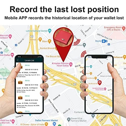 SMART LB Bluetooth Wallet Tracker & Finder with GPS Position Locator, Slim Minimalist Leather Card Holder (Red, Horizontal) thumbnail 5