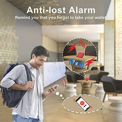 SMART LB Bluetooth Wallet Tracker & Finder with GPS Position Locator, Slim Minimalist Leather Card Holder (Red, Horizontal) thumbnail 2