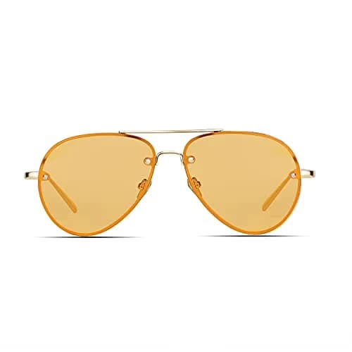 Freckles Mark Classic Oversized Aviator Sunglasses Gold Orange 62mm | UV400 Protection thumbnail 1