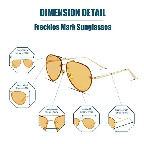 Freckles Mark Classic Oversized Aviator Sunglasses Gold Orange 62mm | UV400 Protection thumbnail 4