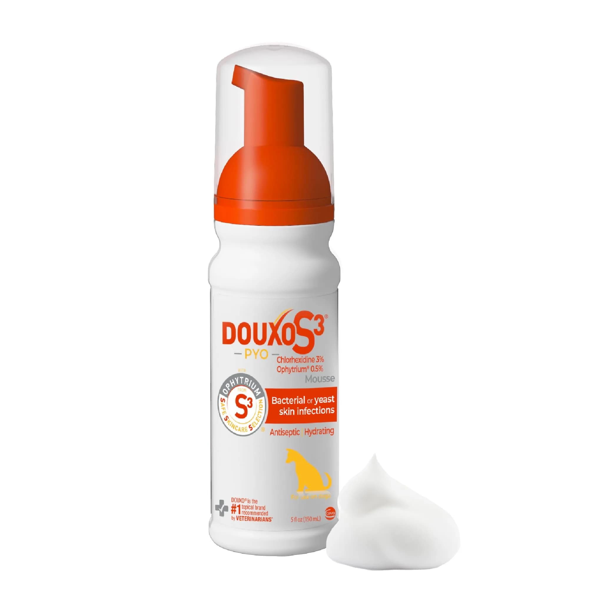 Douxo S3 PYO Medicated Dog Mousse 150 mL | Supports Bacterial & Yeast Skin Infections - main product image