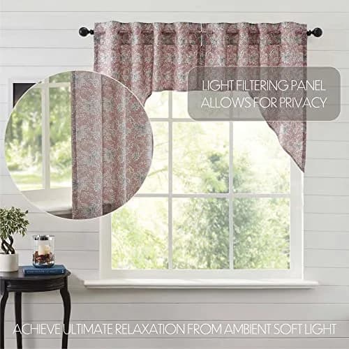 VHC Brands Kaila Country Cottage Vintage Floral Curtain Swag Set of 2 36x36x17 | Rustic Floral Design for Cozy Cottage Vibes thumbnail 3