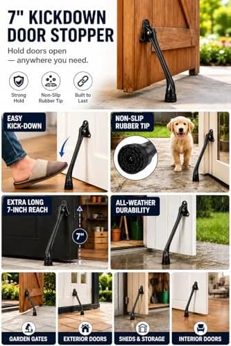 HOME&I 7-Inch Kick Down Door Stopper 17.78cm (7 Inch) | Durable Zinc Alloy Door Holder with Non-Slip Rubber Foot thumbnail 5