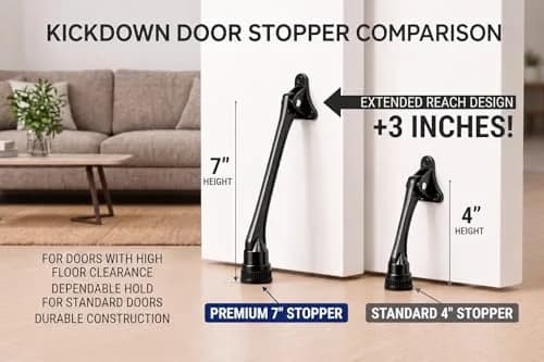 HOME&I 7-Inch Kick Down Door Stopper 17.78cm (7 Inch) | Durable Zinc Alloy Door Holder with Non-Slip Rubber Foot thumbnail 6