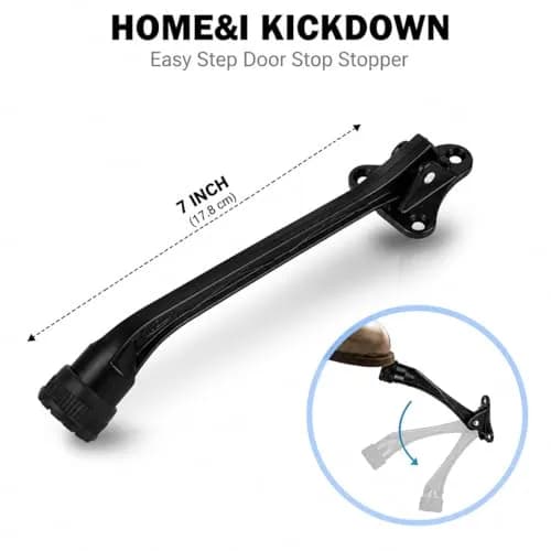 HOME&I 7-Inch Kick Down Door Stopper 17.78cm (7 Inch) | Durable Zinc Alloy Door Holder with Non-Slip Rubber Foot thumbnail 3