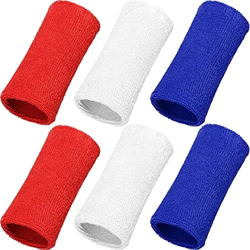 WILLBOND Wrist Sweat Bands, Classic, Red, White, Dark Blue | Absorbent, Elastic Fit for All Sports thumbnail 1