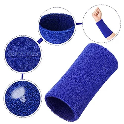 WILLBOND Wrist Sweat Bands, Classic, Red, White, Dark Blue | Absorbent, Elastic Fit for All Sports thumbnail 2