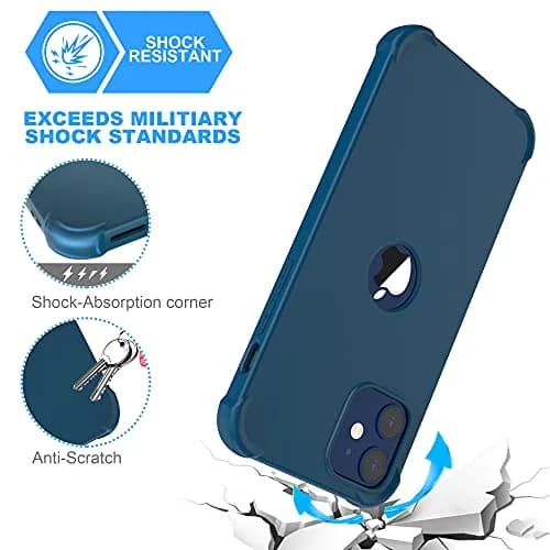 ORETECH 3-in-1 Case for iPhone 12 Mini (5.4") with 2x Tempered Glass Screen Protectors | Blue thumbnail 6