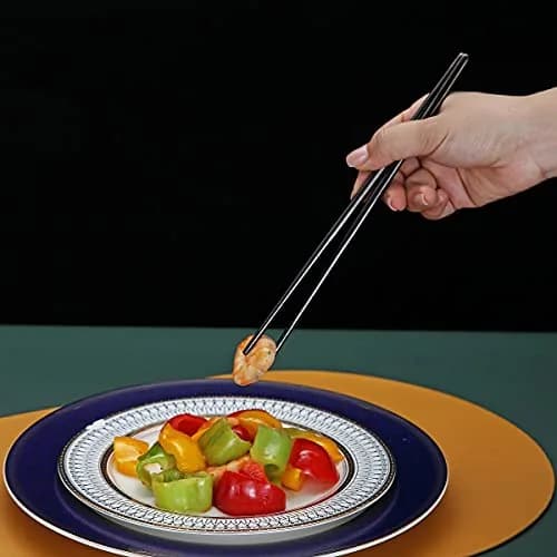 HOMQUEN Reusable Stainless Steel Chopsticks 8.9 Inch | Dishwasher Safe & Durable thumbnail 5