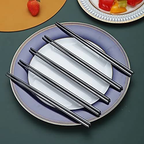 HOMQUEN Reusable Stainless Steel Chopsticks 8.9 Inch | Dishwasher Safe & Durable thumbnail 3