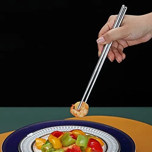 HOMQUEN Stainless Steel Reusable Chopsticks 8.9 Inch | Dishwasher Safe & Durable thumbnail 5