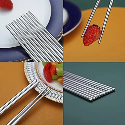 HOMQUEN Stainless Steel Reusable Chopsticks 8.9 Inch | Dishwasher Safe & Durable thumbnail 7