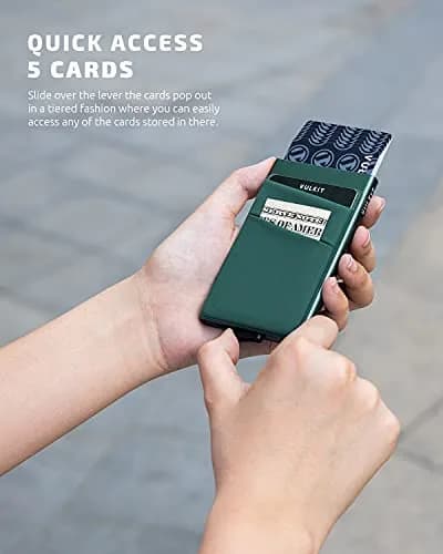VULKIT Pop Up Card Holder Wallet with Money Pocket 5-9 Cards | RFID Blocking Slim Metal Bank Card Case thumbnail 2