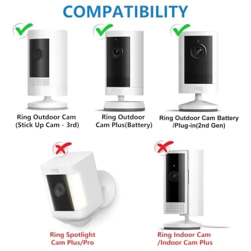 ALERTCAM 2Pack Adjustable Security Wall Mount Bracket for Ring & More | Swivels 360° & Tilts 90° | White thumbnail 2