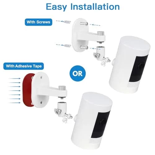 ALERTCAM 2Pack Adjustable Security Wall Mount Bracket for Ring & More | Swivels 360° & Tilts 90° | White thumbnail 3