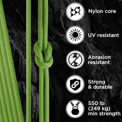 TECEUM Paracord Rope Type III 550 – Tactical MIL-SPEC – 30.5m (100 ft) Fluo Green | Strong Survival Utility Rope thumbnail 3