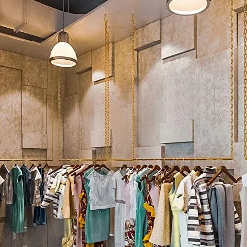 Ethemiable Adjustable Height Clothing Storage Chain Garment Rack 121.9cm (47.2" L) | Gold Metal Boutique Display Shelf thumbnail 4