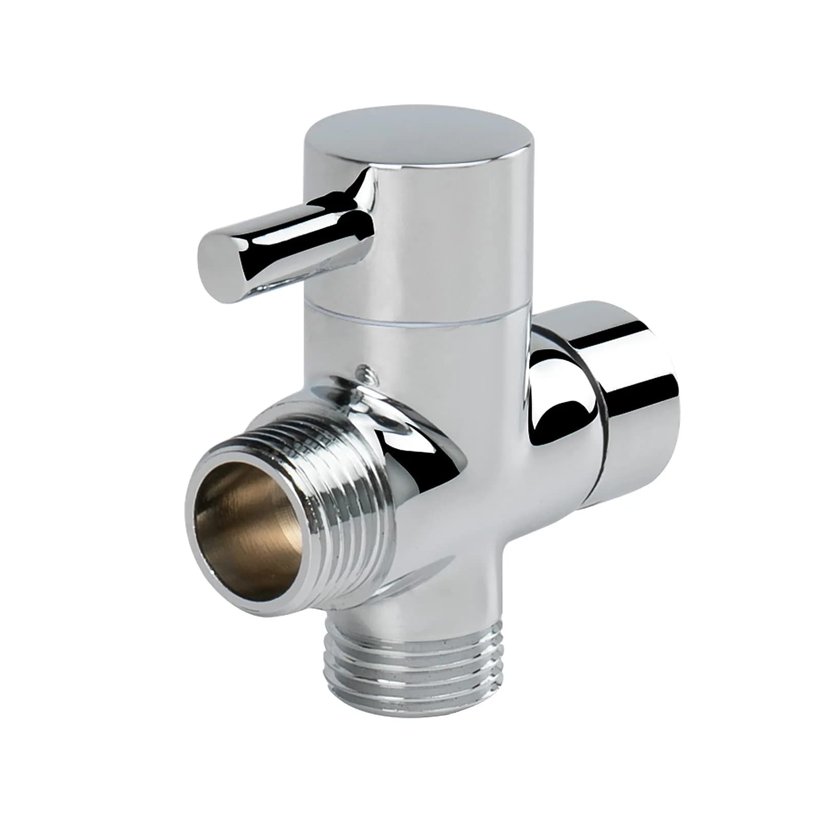 NearMoon Solid Brass G1/2" Shower Arm All Metal Universal 3-Way Diverter Valve for Handheld and Fixed Head, Replacement Component Adapter (Chrome Finish) - main product image