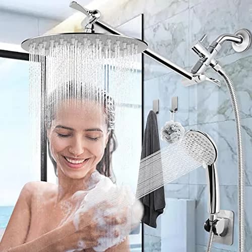NearMoon Solid Brass G1/2" Shower Arm All Metal Universal 3-Way Diverter Valve for Handheld and Fixed Head, Replacement Component Adapter (Chrome Finish) thumbnail 6