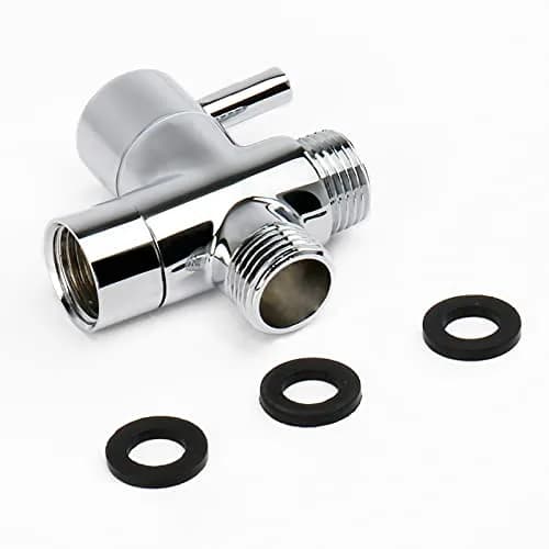 NearMoon Solid Brass G1/2" Shower Arm All Metal Universal 3-Way Diverter Valve for Handheld and Fixed Head, Replacement Component Adapter (Chrome Finish) thumbnail 7