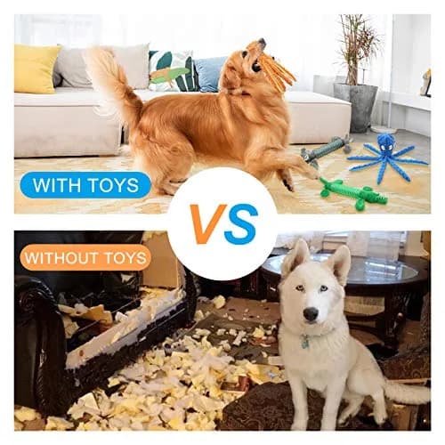 WishLotus Octopus Dog Chew Toy, No Stuffing Plush Dog Squeaky Toy with Crinkle Paper in Legs, Corduroy Interactive Dogs Play Teething Toys for Small, Medium Dogs (Orange) thumbnail 7