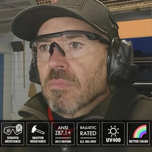 HTS HUNTERSKY S57 Yellow Lens Ballistic Safety Glasses ANSI Z87+ Impact-Resistant Impact Nylon (Medium) | UV400 Anti-Fog thumbnail 2