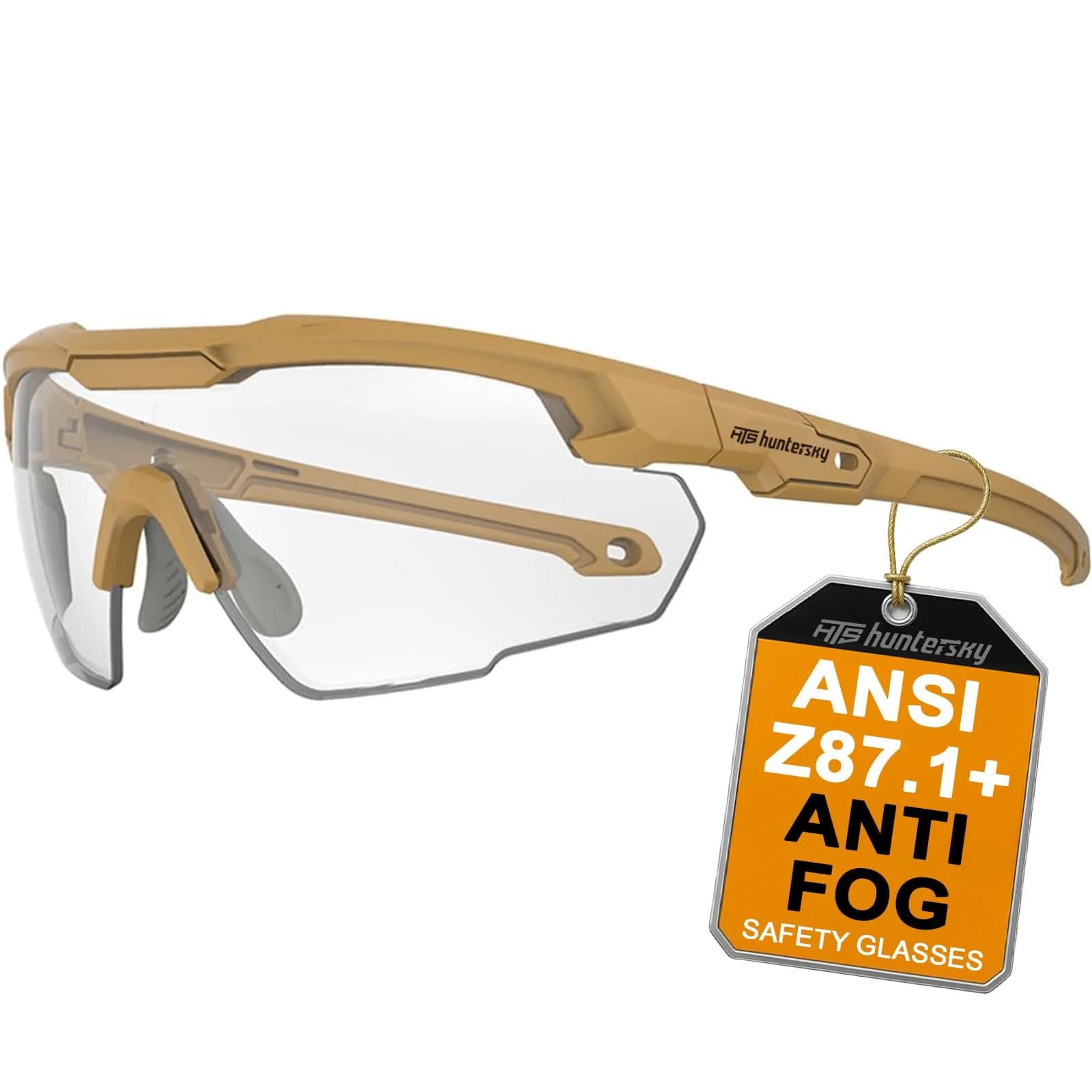 HTS HUNTERSKY S57 Clear Lens Ballistic Tactical Shooting Glasses | ANSI Z87+ UV400 Protection