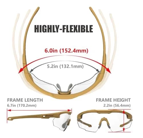 HTS HUNTERSKY S57 Clear Lens Ballistic Tactical Shooting Glasses | ANSI Z87+ UV400 Protection thumbnail 6