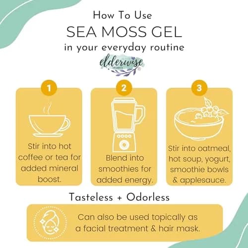 Elderwise Organics Golden Sea Moss 2.5oz (70.87g) | Wildcrafted Gracilaria for Gel & Smoothies thumbnail 3