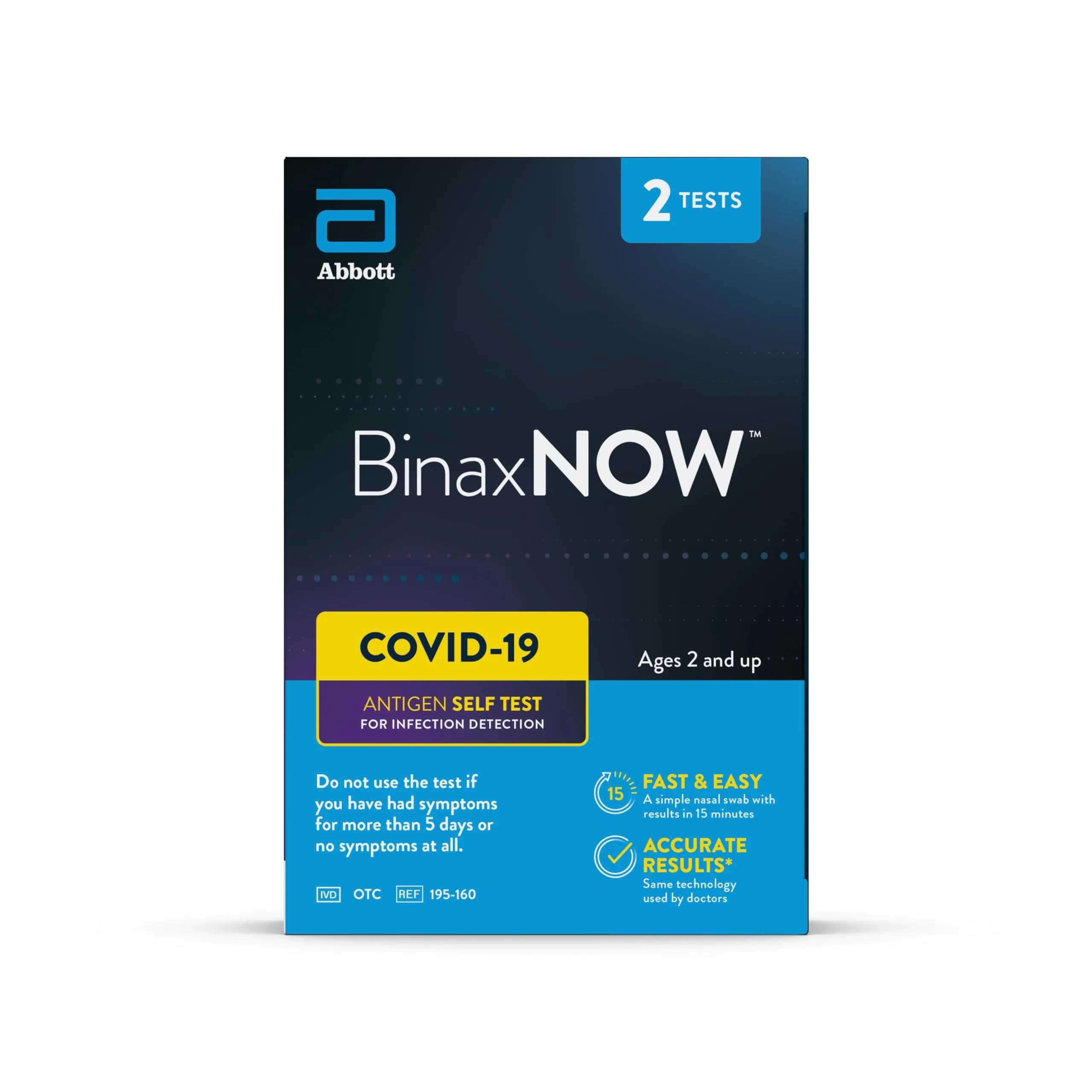 BinaxNOW COVID-19 Antigen Self Test | 4 Tests, 15-Min Results, Easy Home Use — 1-Pack