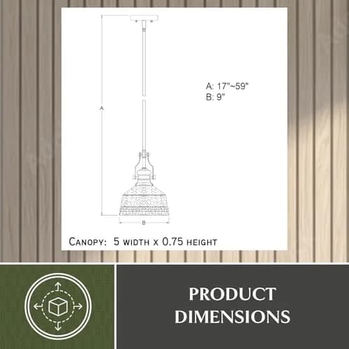 VAXCEL Beloit Mini Pendant for Kitchen Island, Farmhouse Style, Matte Black Finish, Clear Glass | Dimmable Ceiling Light thumbnail 7