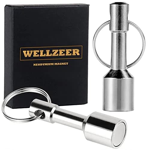 WELLZEER Keychain Magnet for Testing Brass, 12mm Round (2-Pack, Silver) | Strong Neodymium for Jewelry & Ferrous Metals thumbnail 1