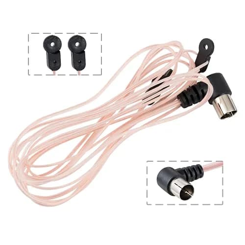 POBADY Pink T-Type FM/AM Radio Antenna 2m (6.5ft) | Improves Signal for Stereo Receivers thumbnail 2