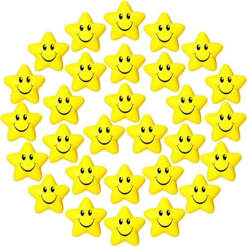 Sumind Star Smile Face Foam Balls 5.5 cm (2.16 Inch) Pack of 30 | Non-Toxic Stress Relief Toys thumbnail 1