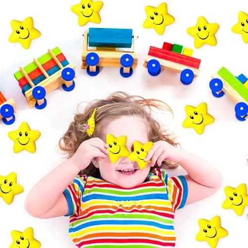 Sumind Star Smile Face Foam Balls 5.5 cm (2.16 Inch) Pack of 30 | Non-Toxic Stress Relief Toys thumbnail 4