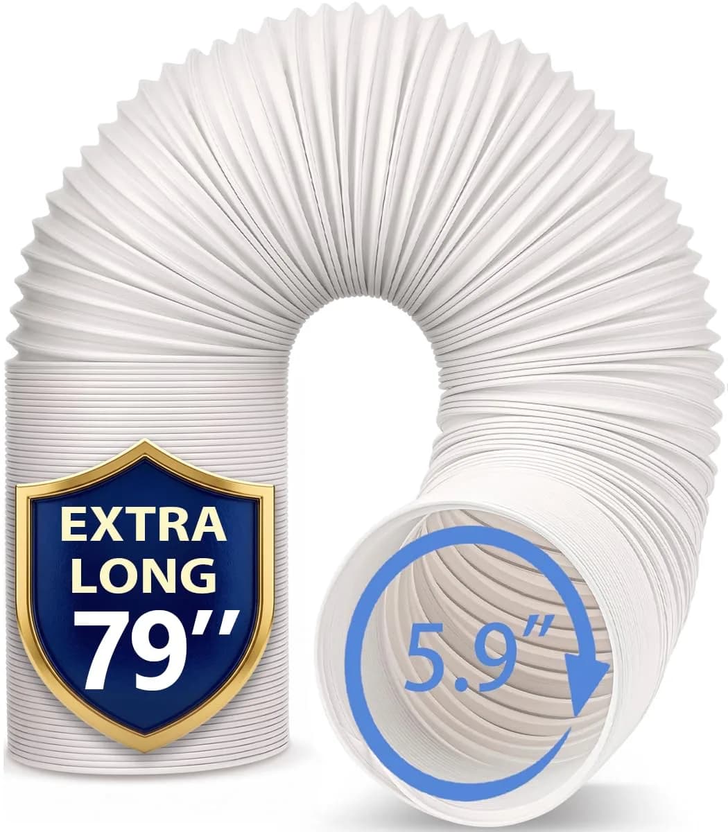 Jin&Bao 5.9" (6") AC Exhaust Hose 78.7" Universal CW Thread Replacement | Heat-Resistant Polypropylene & Stainless Steel