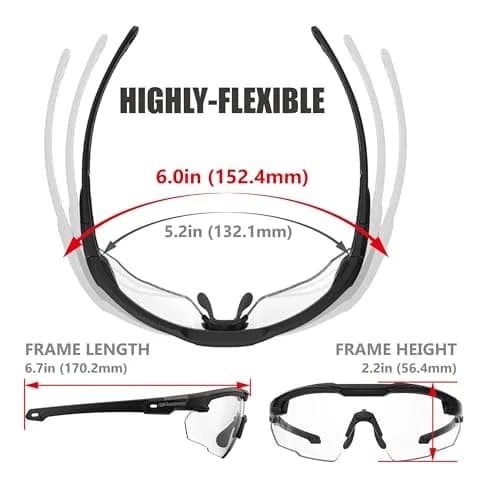 HTS HUNTERSKY S57 Clear Lens Ballistic Safety Glasses | Impact-Resistant, UV400, Anti-Fog for Shooting & Outdoor thumbnail 7