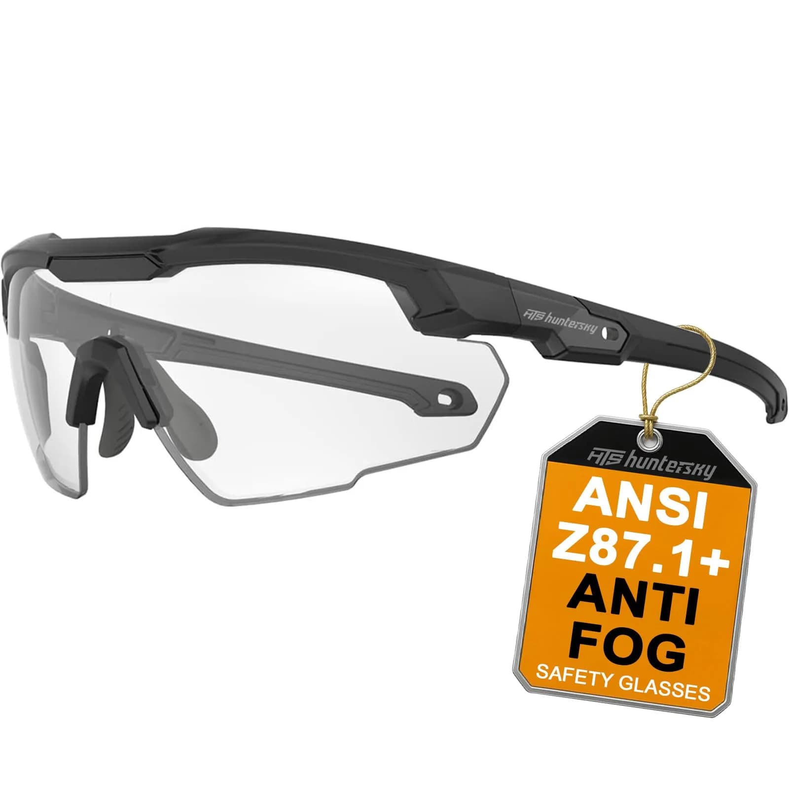 HTS HUNTERSKY S57 Clear Lens Ballistic Safety Glasses | Impact-Resistant, UV400, Anti-Fog for Shooting & Outdoor - main product image