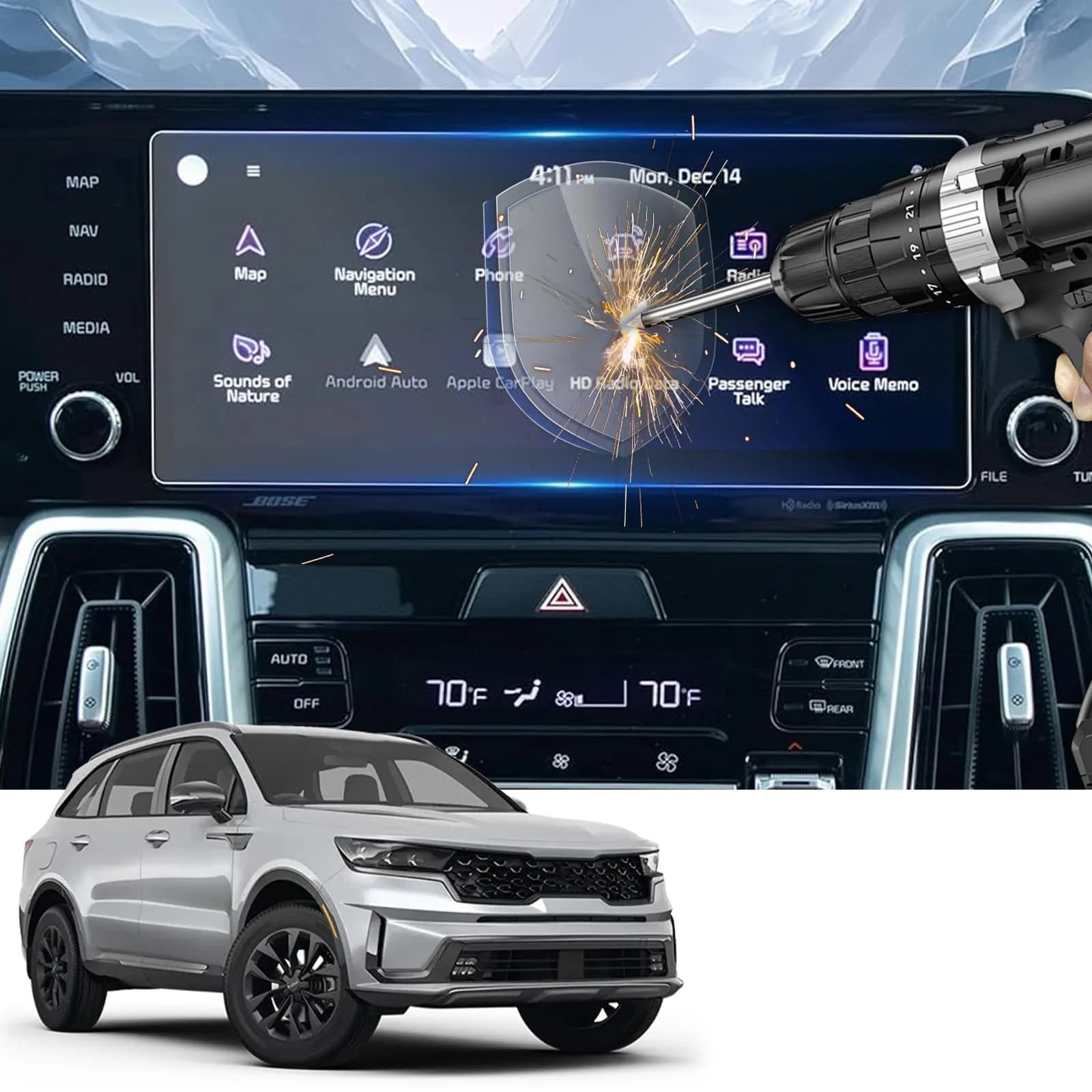 YEE PIN Kia Sorento 2021 2022 2023 Screen Protector Glass 10.25" | Tempered HD Screen Cover - main product image