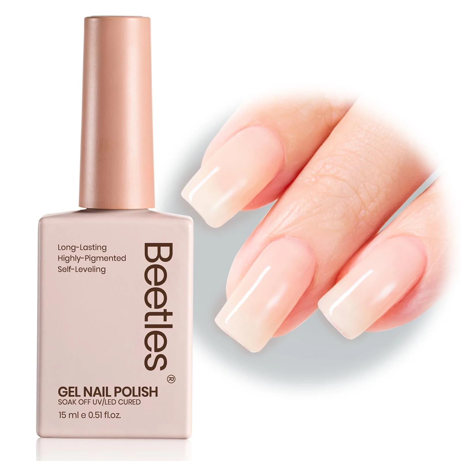 beetles Gel Polish Jelly Neutral Nude Gel Nail Polish 15ml (0.51 Fl Oz) | UV/LED Cure, 28-Day Wear