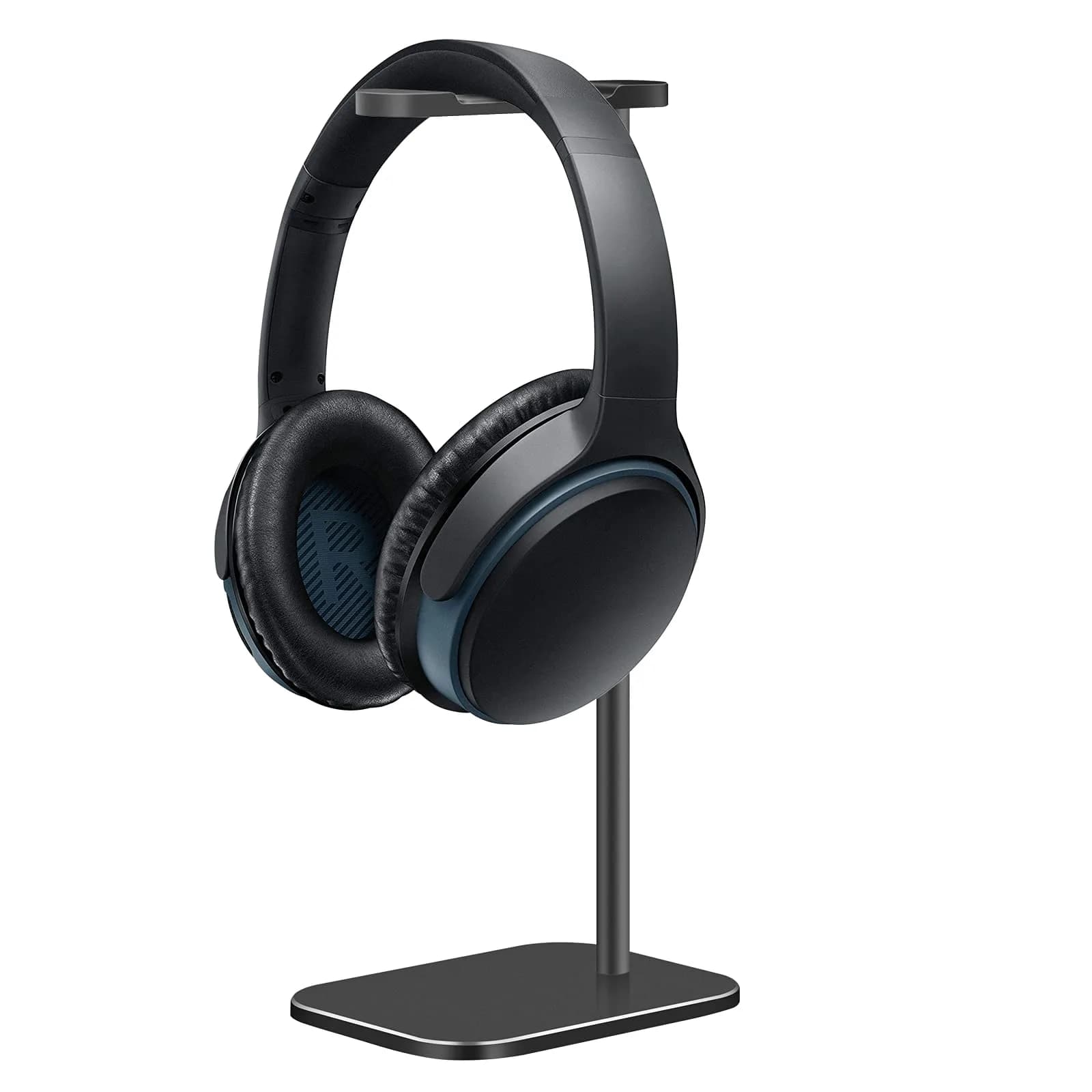 SHUOSUO Aluminum Headphone Stand with Solid Metal Base, Rose Gold | Desk Organizer for Most Headphones — Black