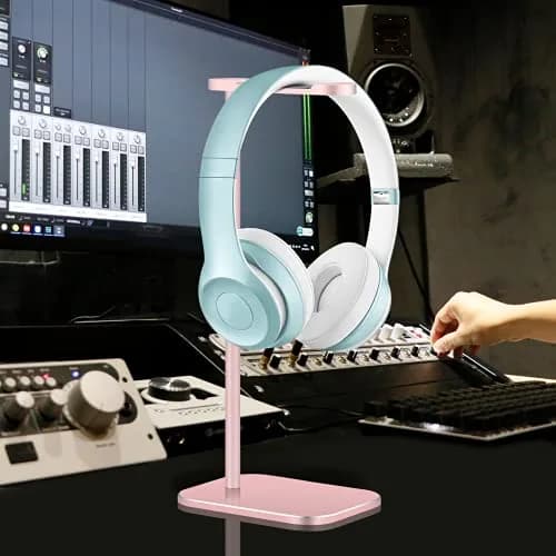 SHUOSUO Aluminum Headphone Stand with Solid Metal Base, Rose Gold | Desk Organizer for Most Headphones thumbnail 7