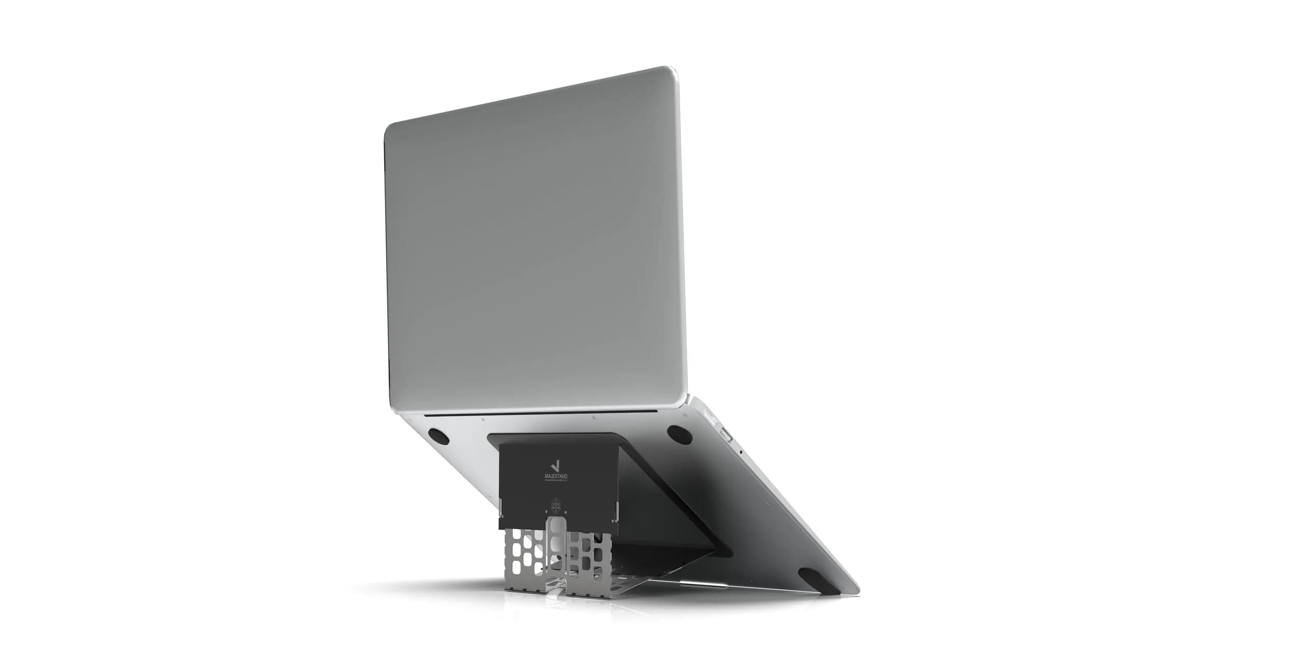 MAJEXTAND Invisible Laptop Stand, 6-Level Riser, Ultra-Slim, Supports Up to 18" Laptops, Silver — Black