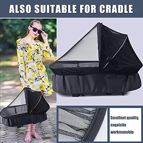 Sysmie Black Mosquito Net for Infant Car Seat & Stroller | Breathable Polyester Mesh, 100cm (39 Inch) Stretchable thumbnail 6